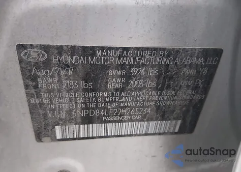 2018 Hyundai Elantra Sel from USA, damaged, VIN 5NPD84LF2JH265234